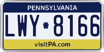 PA license plate LWY8166