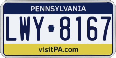 PA license plate LWY8167