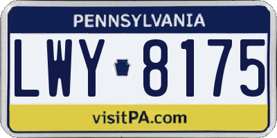 PA license plate LWY8175