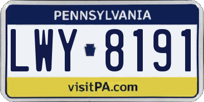 PA license plate LWY8191