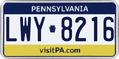 PA license plate LWY8216