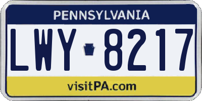 PA license plate LWY8217
