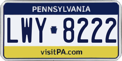 PA license plate LWY8222