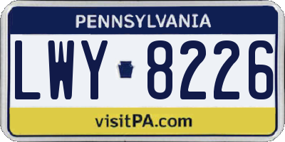 PA license plate LWY8226