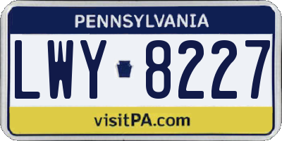 PA license plate LWY8227
