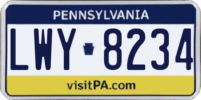 PA license plate LWY8234