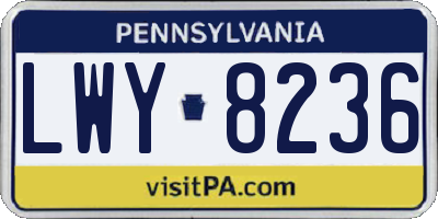 PA license plate LWY8236