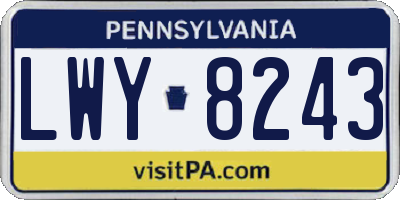 PA license plate LWY8243