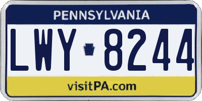 PA license plate LWY8244