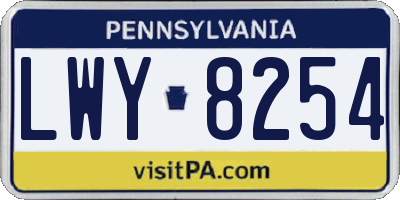 PA license plate LWY8254