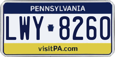 PA license plate LWY8260