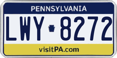 PA license plate LWY8272
