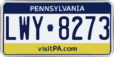 PA license plate LWY8273