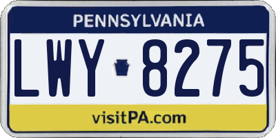 PA license plate LWY8275