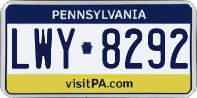 PA license plate LWY8292