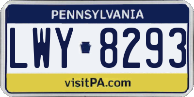 PA license plate LWY8293