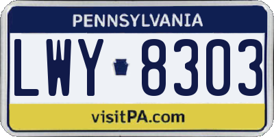 PA license plate LWY8303