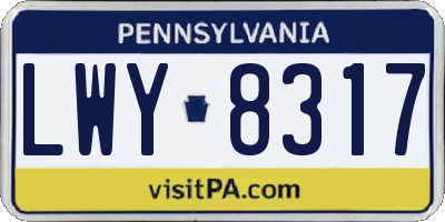 PA license plate LWY8317