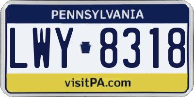 PA license plate LWY8318