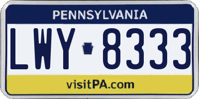 PA license plate LWY8333