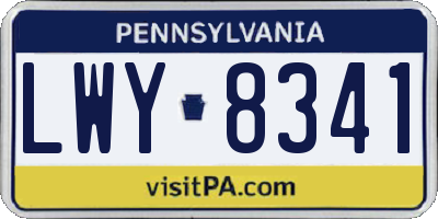 PA license plate LWY8341