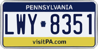PA license plate LWY8351
