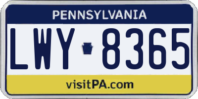 PA license plate LWY8365