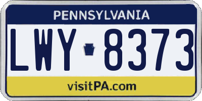 PA license plate LWY8373