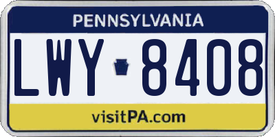 PA license plate LWY8408