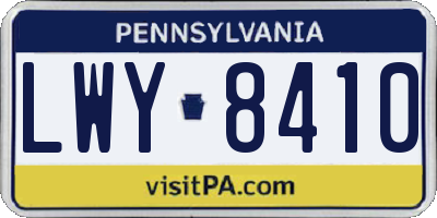 PA license plate LWY8410