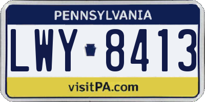 PA license plate LWY8413