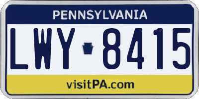 PA license plate LWY8415