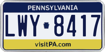 PA license plate LWY8417