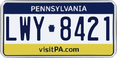 PA license plate LWY8421