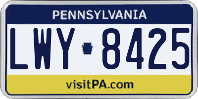PA license plate LWY8425