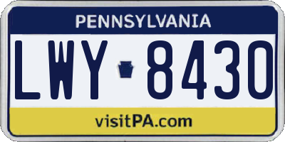 PA license plate LWY8430