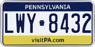PA license plate LWY8432