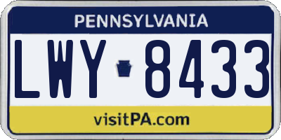 PA license plate LWY8433