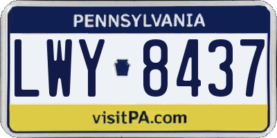 PA license plate LWY8437