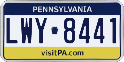 PA license plate LWY8441