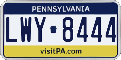 PA license plate LWY8444