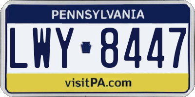 PA license plate LWY8447