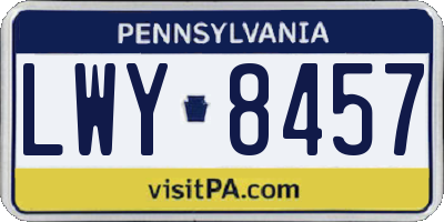 PA license plate LWY8457