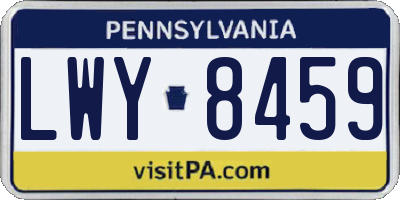 PA license plate LWY8459
