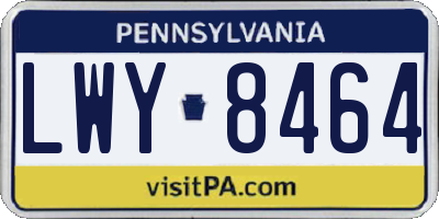 PA license plate LWY8464