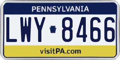 PA license plate LWY8466