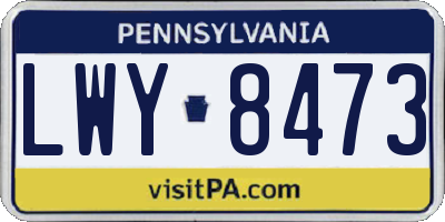 PA license plate LWY8473