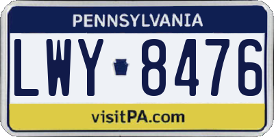 PA license plate LWY8476
