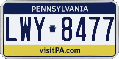 PA license plate LWY8477