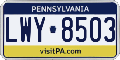PA license plate LWY8503